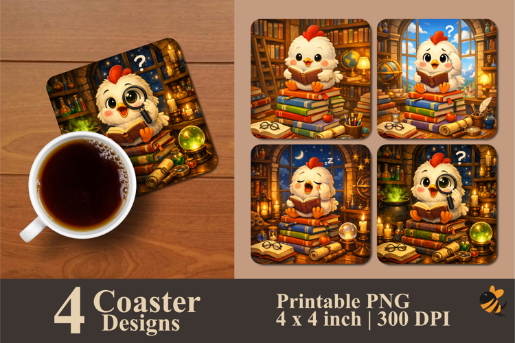 Learning Chicken Coaster Sublimation Design