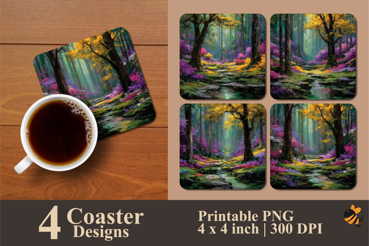 Dense Forest Coaster Sublimation Design