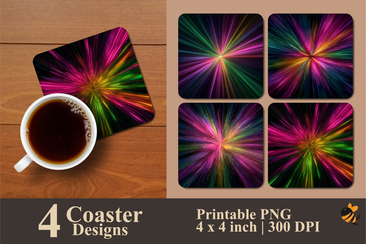 Colorful Light Coaster Sublimation Design