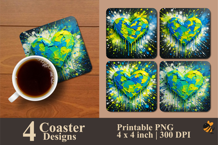 Celestial Heartbeat Coaster Sublimation Design
