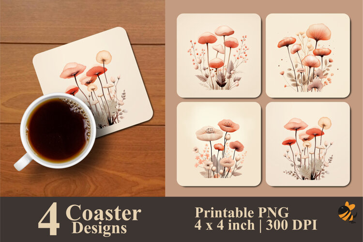 Soft Mushroom Coaster Sublimation Design example image 1