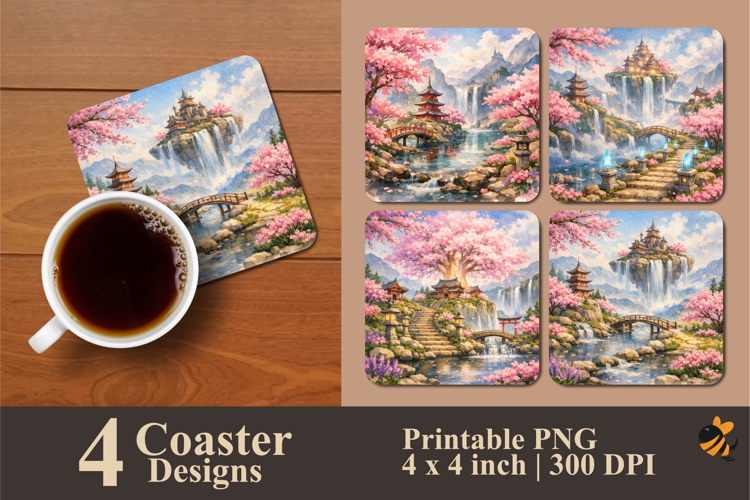 Sakura Flow Coaster Sublimation Design