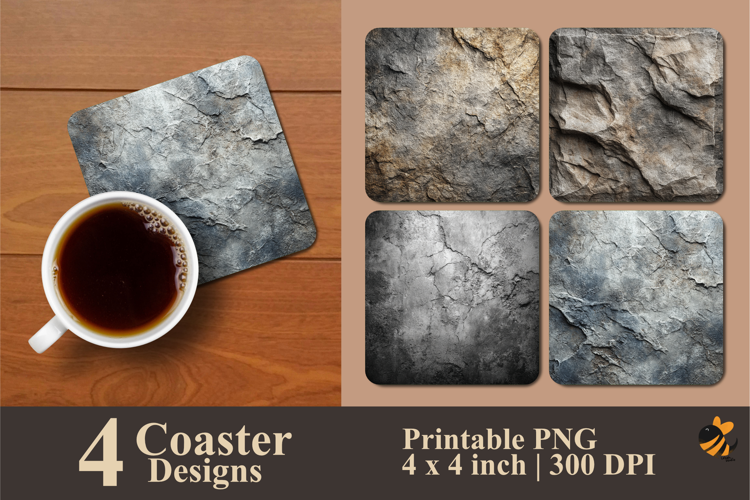 Simple Gray Stone Coaster Sublimation Design