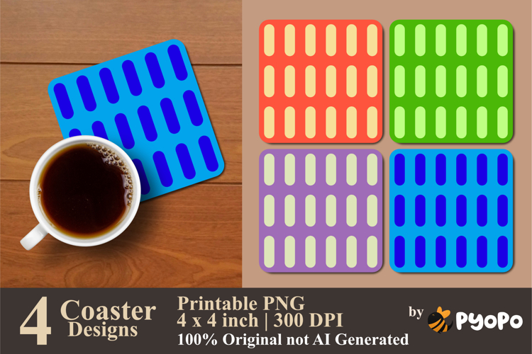 Golden Stripes Coaster Sublimation Design