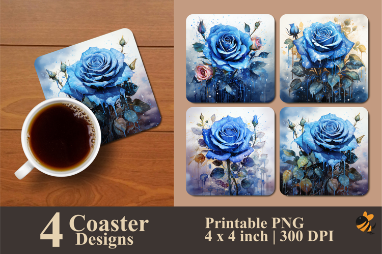 Cold Rose Coaster Sublimation Design