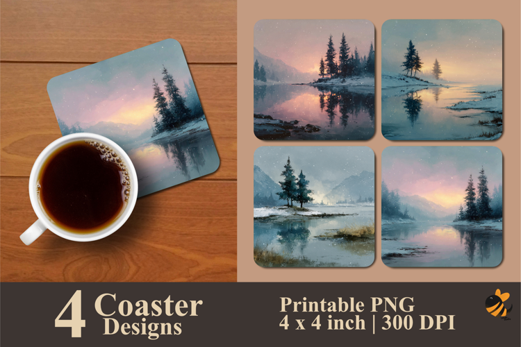 Frosty Soft Blur Coaster Sublimation Design