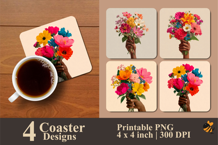 Flowers for You Coaster Sublimation Design