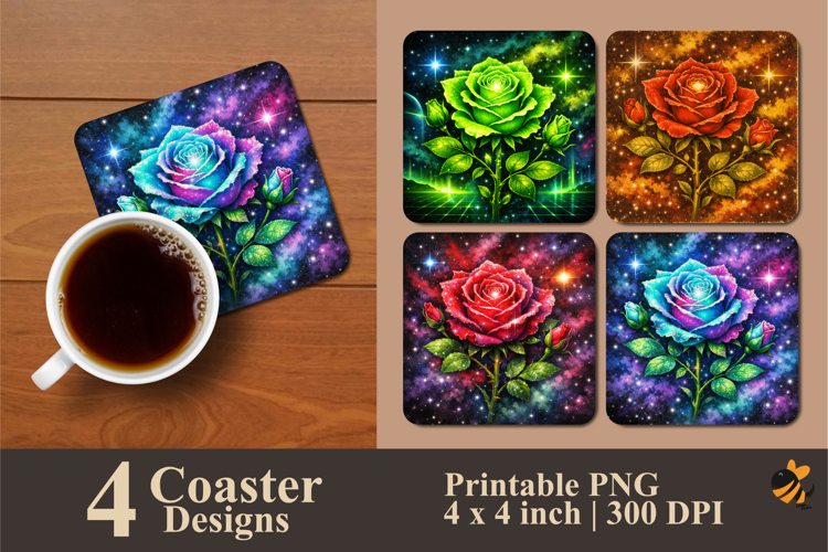 Nebula Rose Coaster Sublimation Design