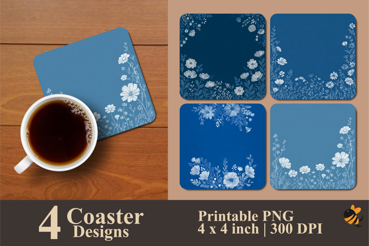 Flower Decoration Coaster Sublimation Design