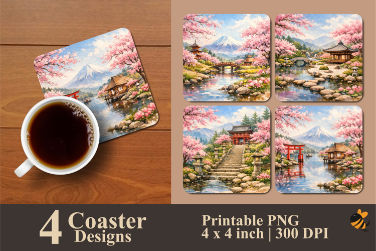 Sakura Garden Coaster Sublimation Design