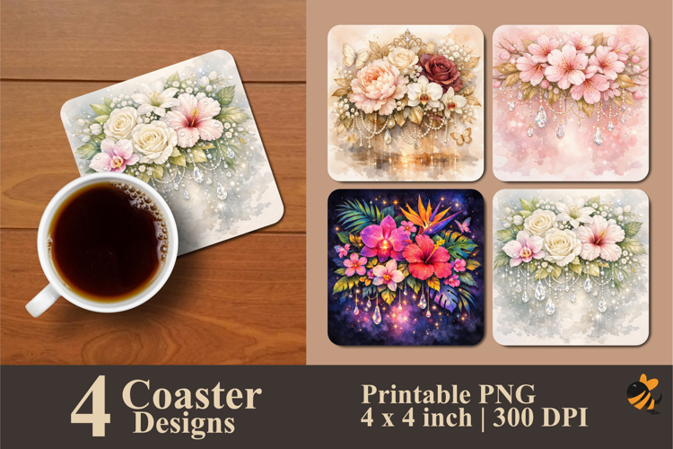 The Elegance of Flowers Coaster Sublimation Design