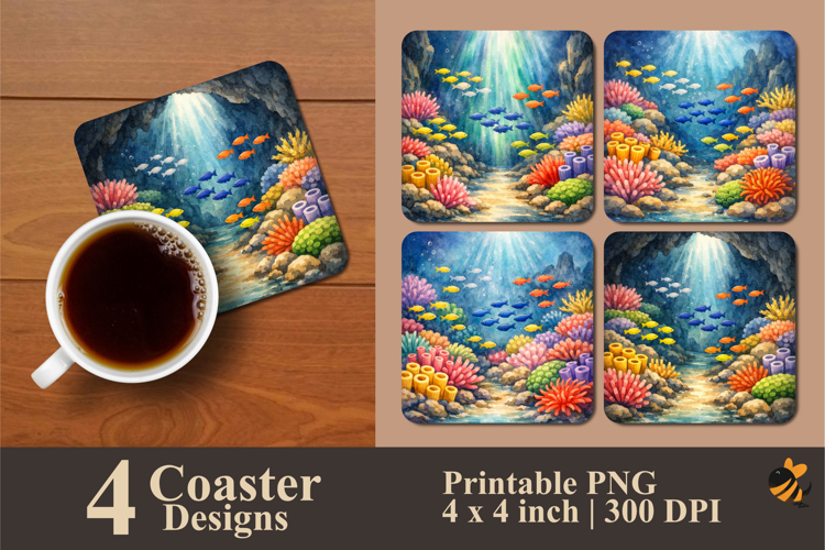 Garden of the Sea Coaster Sublimation Design