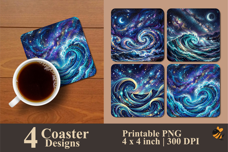 Starry Light With Wave Coaster Sublimation Designs