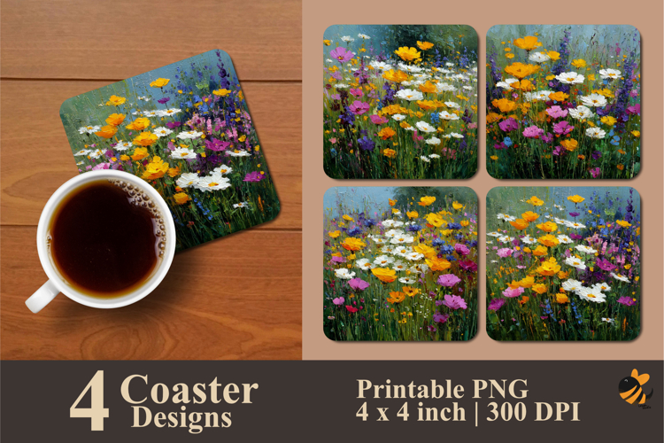 Wildflower Field Coaster Sublimation Design