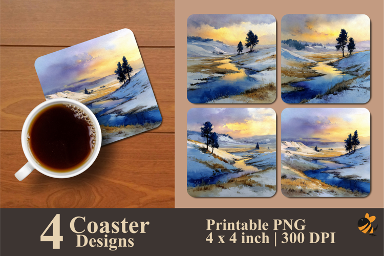 Winter Haven Light Coaster Sublimation Design