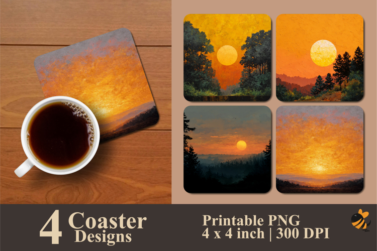 Afternoon Beauty Coaster Sublimation Design