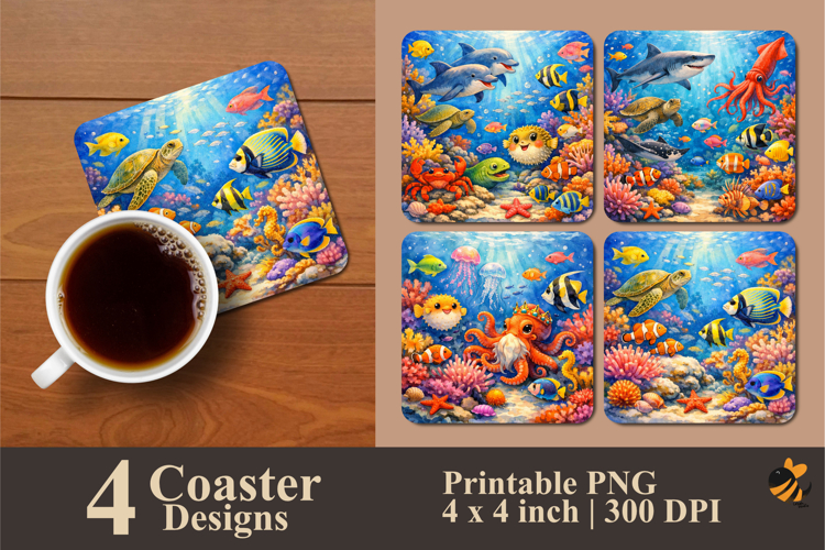 Undersea Paradise Coaster Sublimation Design