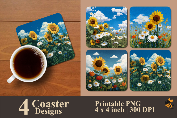 Smile Flower Coaster Sublimation Design