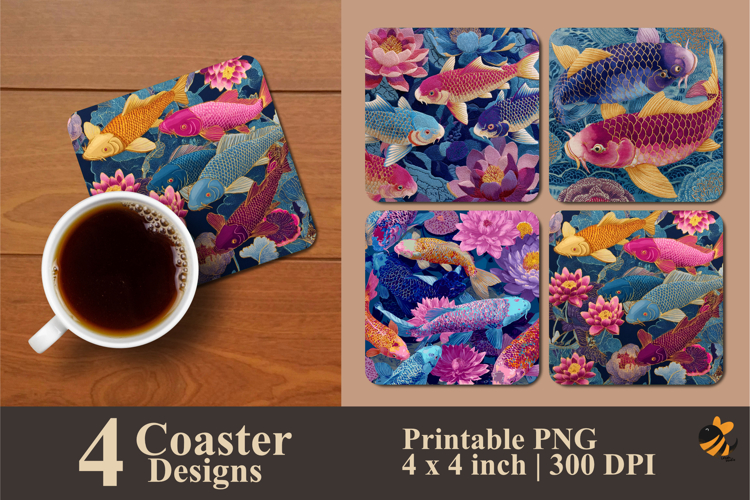Beautiful Fish Coaster Sublimation Design
