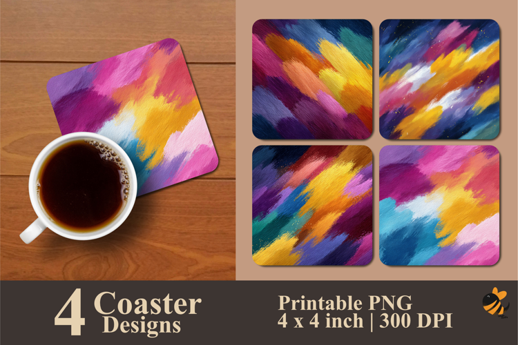 Colorful Brush Coaster Sublimation Design