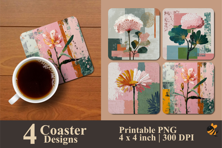 Abstract Floral Pulse Coaster Sublimation Design