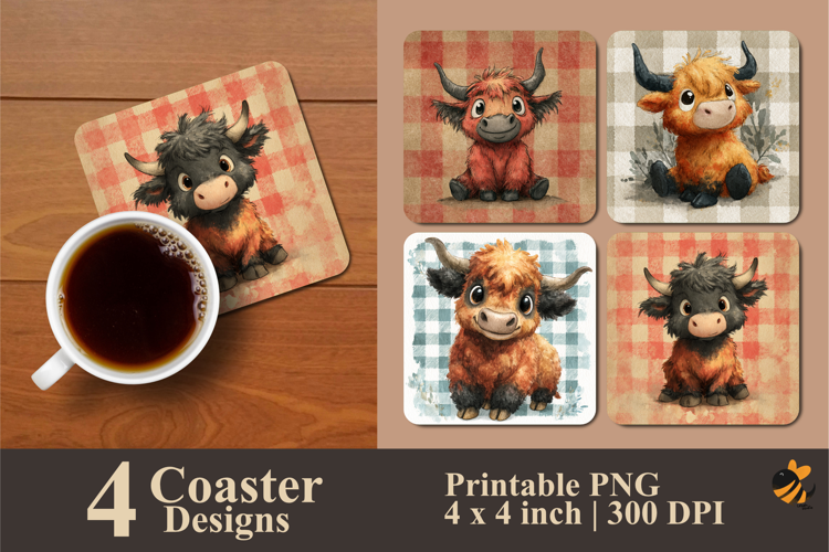 Chubby Cute Calf Coaster Sublimation Design