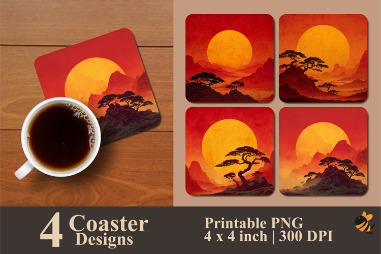 Shadow Mountain Coaster Sublimation Design