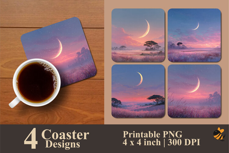 Ring Moon Coaster Sublimation Design example image 1