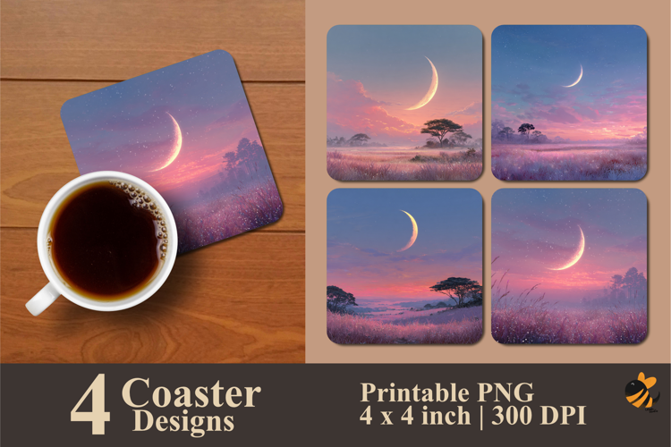 Ring Moon Coaster Sublimation Design