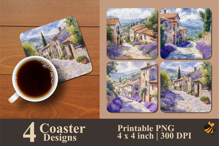 Village Street Coaster Sublimation Design