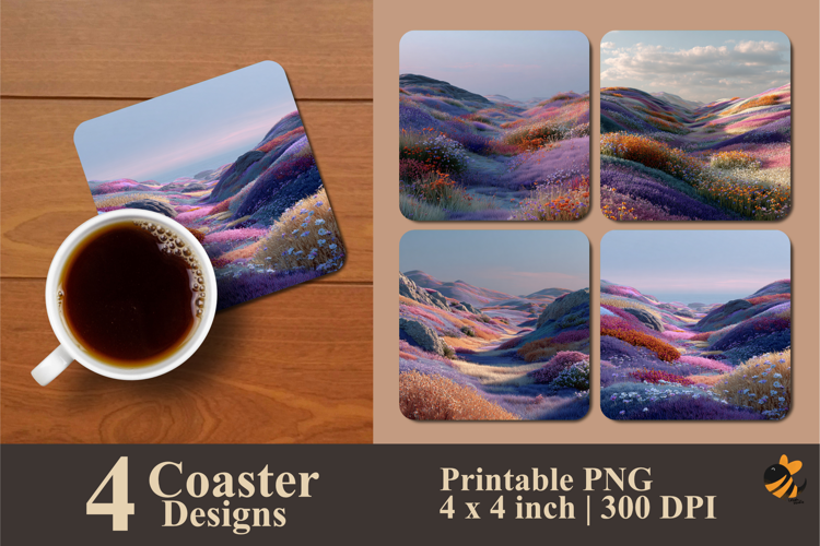 Soft Dawn Meadow Coaster Sublimation Design