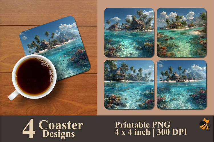Scenic Island Coaster Sublimation Designs