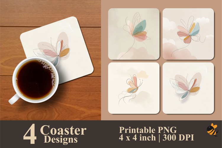 Butterfly Poster Coaster Sublimation Design