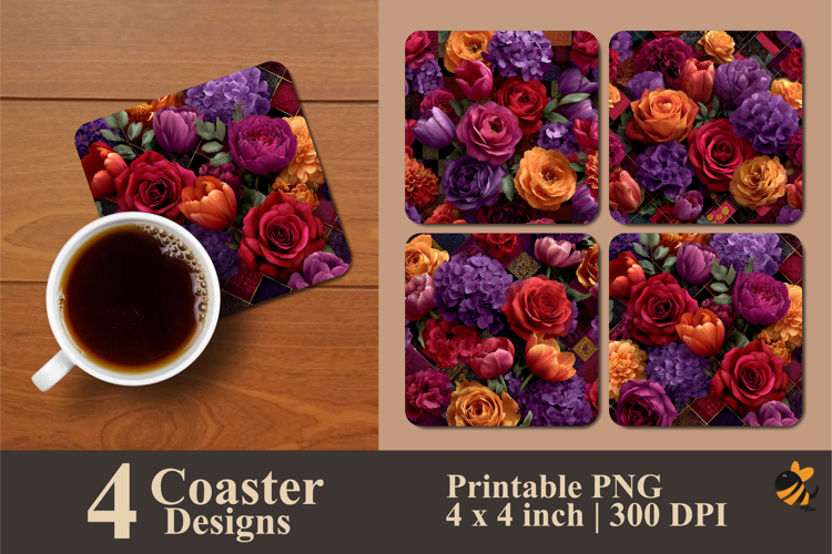 Kinds of Flowers Coaster Sublimation Designs