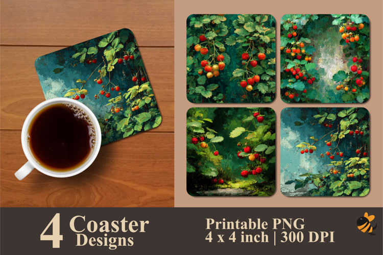 Strawberry Coaster Sublimation Design