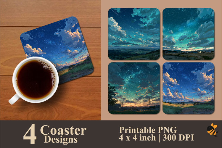 Twilight Sky Coaster Sublimation Design