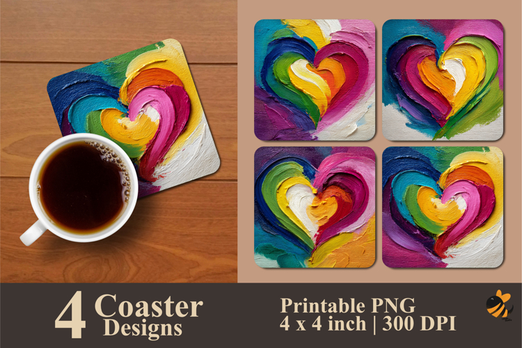 Love Brush Coaster Sublimation Design