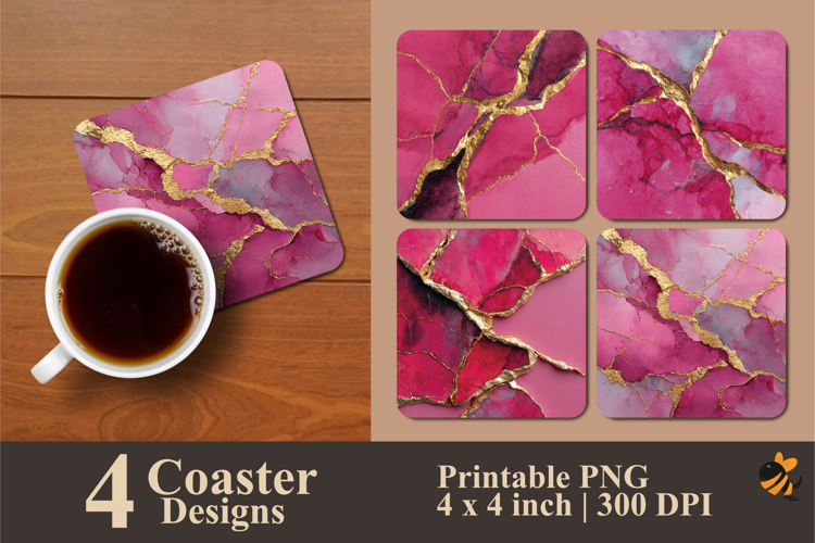 Pink Marble Coaster Sublimation Design