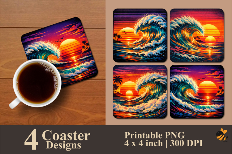 Retro Wave Stripe Coaster Sublimation Design