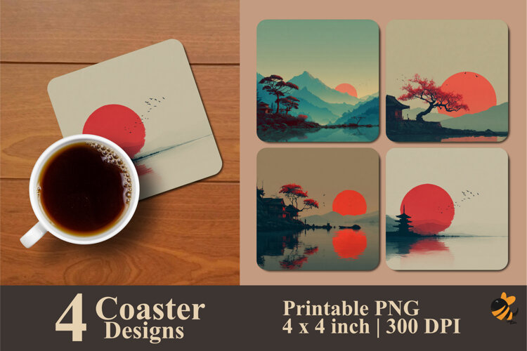Tranquil River Flow Coaster Sublimation Design example image 1
