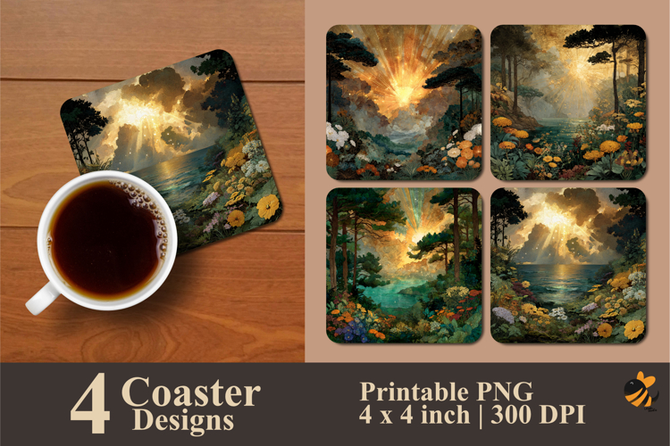 Tropical Sunset Coaster Sublimation Design