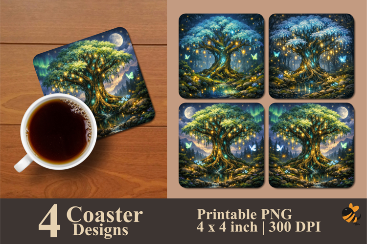 Fantasy Old Tree Coaster Sublimation Design
