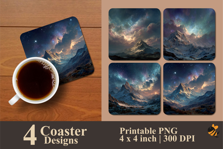Glowing Winter Coaster Sublimation Designs