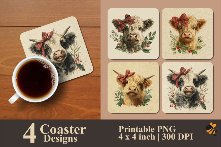 Sweet Pasture Cow Coaster Sublimation Design
