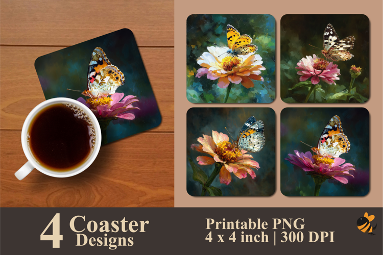 Butterfly Resting Coaster Sublimation Design