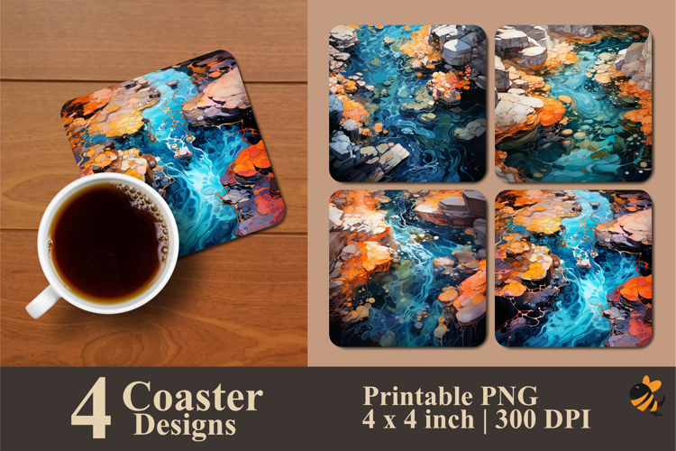 River Clarity Coaster Sublimation Design