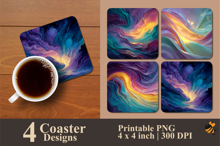 Colorful Liquid Coaster Sublimation Design