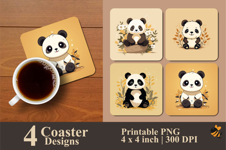 Little Panda Coaster Sublimation Design