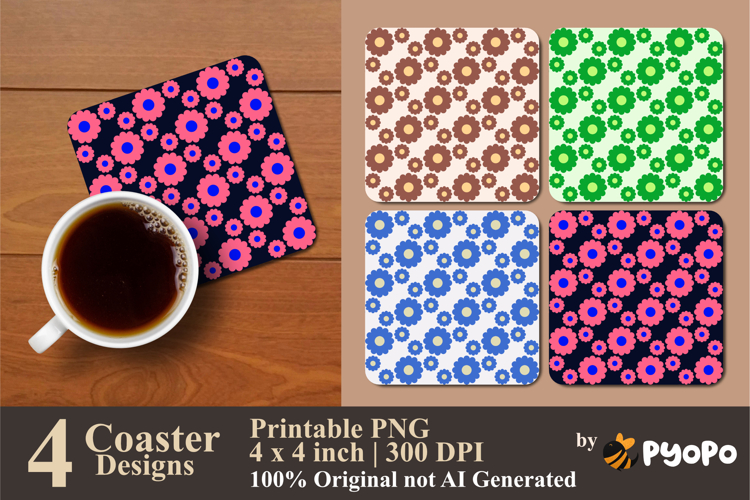 Floral Echo Coaster Sublimation Design