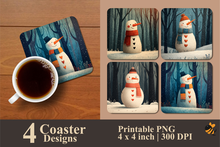 Snowman Abstract Coaster Sublimation Design